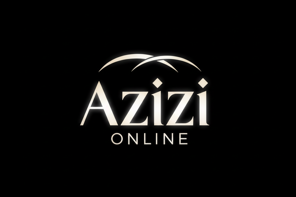 a logo for Azizi Online stylish without background only text and the text should be visible in dark theme